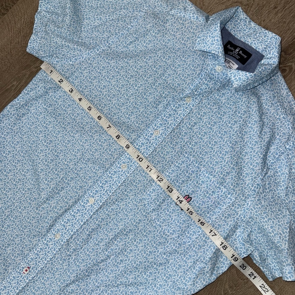 Psycho Bunny Short Sleeve Button Up Shirt Men's Small Blue Floral Single Needle - Picture 5 of 5
